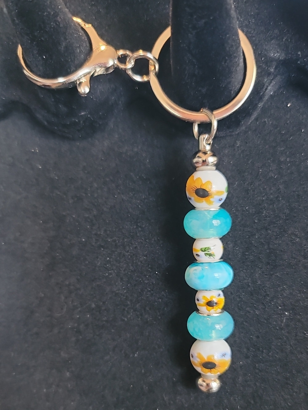 Handmade Sunflower Bead Keychain